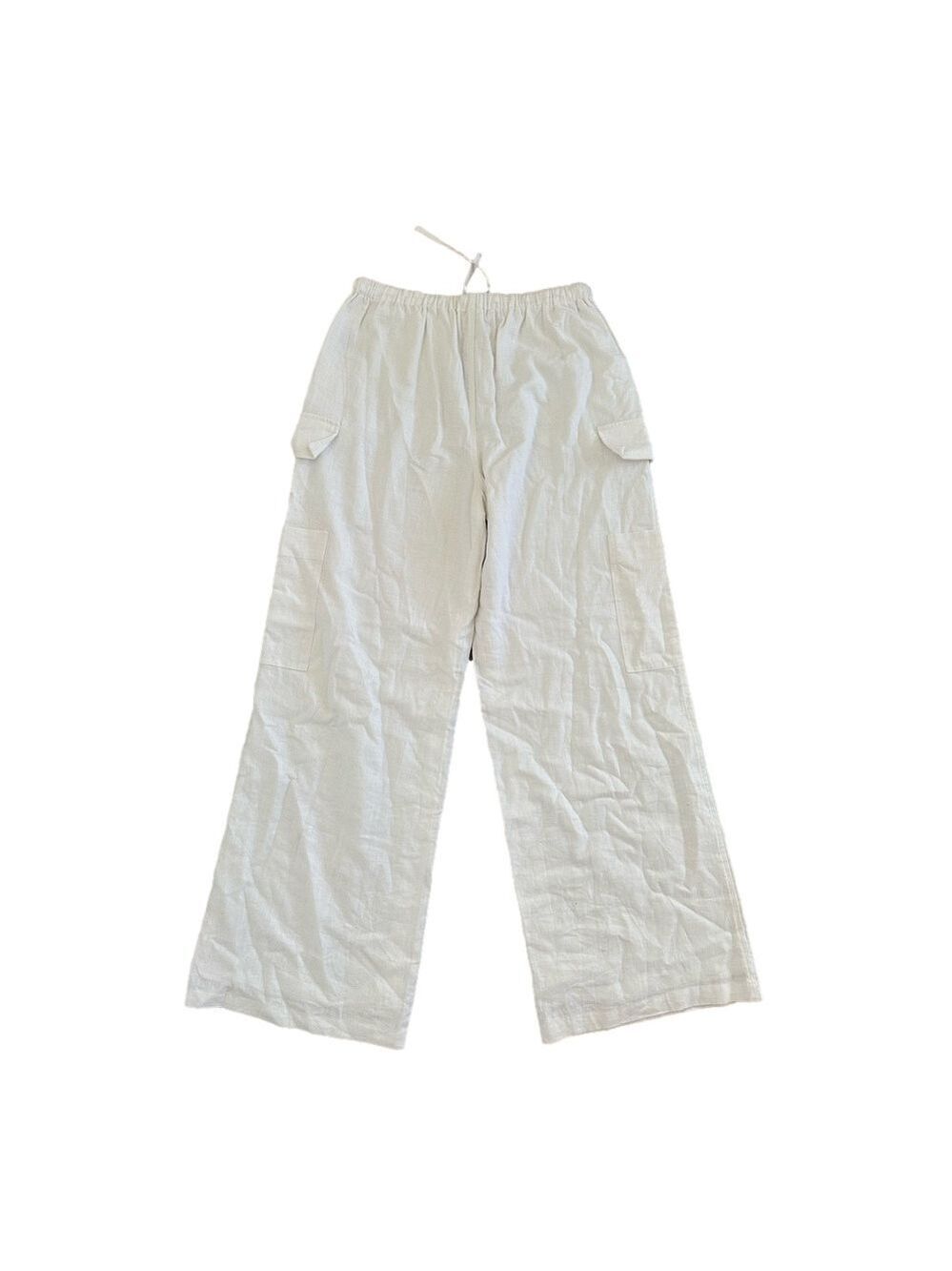 Philosophy White Linen Cargo Pants XS